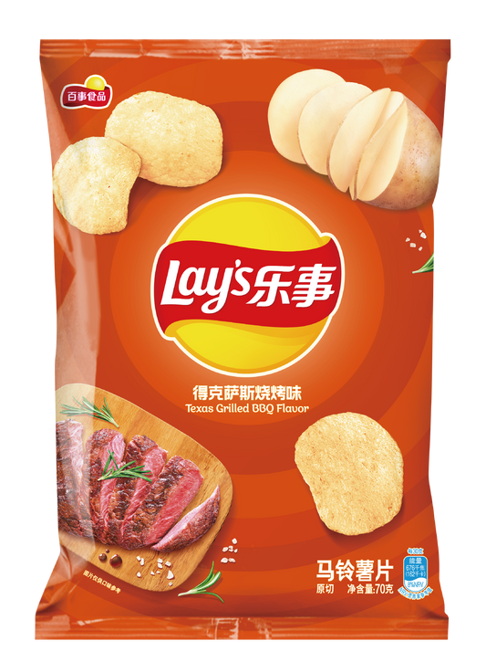 Lays Texas Grilled BBQ Flavor Chip(China)   70g*22/ Case